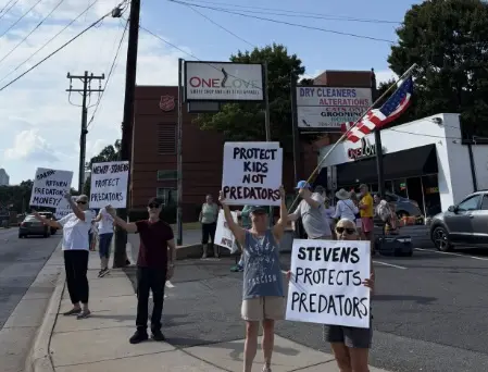 Protesters against Harvey West